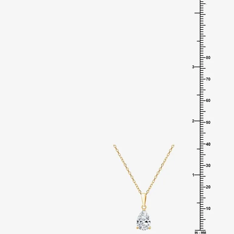( F/SI1-SI2 ) Womens 1 CT. T.W. Lab-Grown White Diamond 10K Gold Pear 18 Inch Pendant Necklace