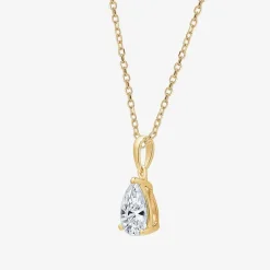 ( F/SI1-SI2 ) Womens 1 CT. T.W. Lab-Grown White Diamond 10K Gold Pear 18 Inch Pendant Necklace