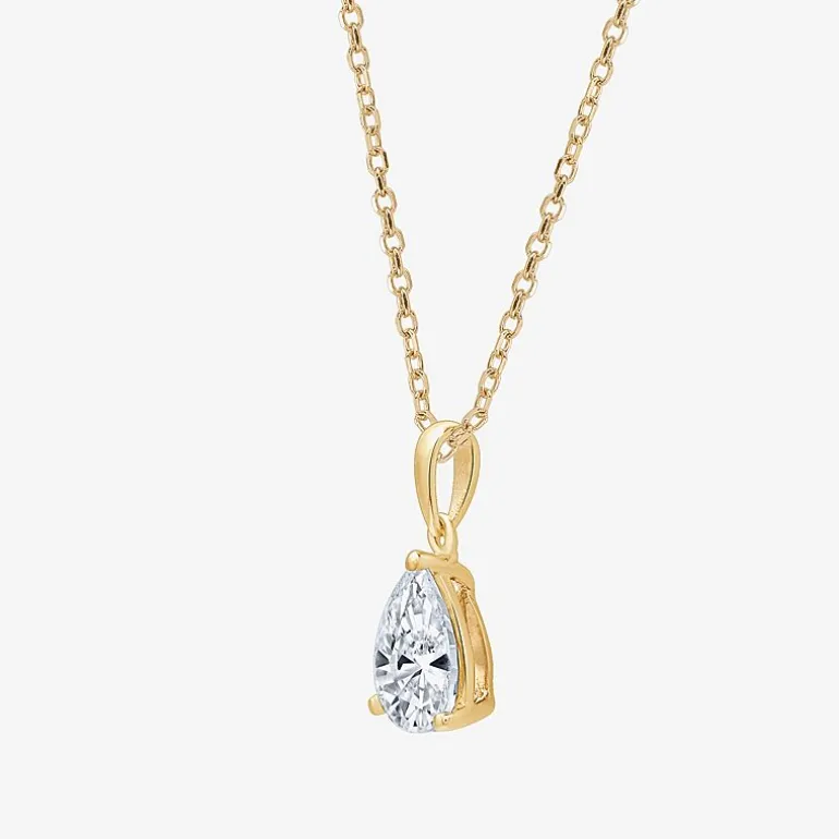 ( F/SI1-SI2 ) Womens 1 CT. T.W. Lab-Grown White Diamond 10K Gold Pear 18 Inch Pendant Necklace