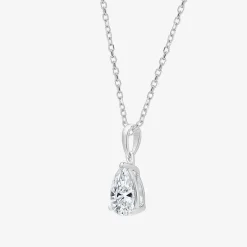 ( F/SI1-SI2 ) Womens 1 CT. T.W. Lab-Grown White Diamond 10K Gold Pear 18 Inch Pendant Necklace