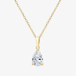 ( F/SI1-SI2 ) Womens 1 CT. T.W. Lab-Grown White Diamond 10K Gold Pear 18 Inch Pendant Necklace