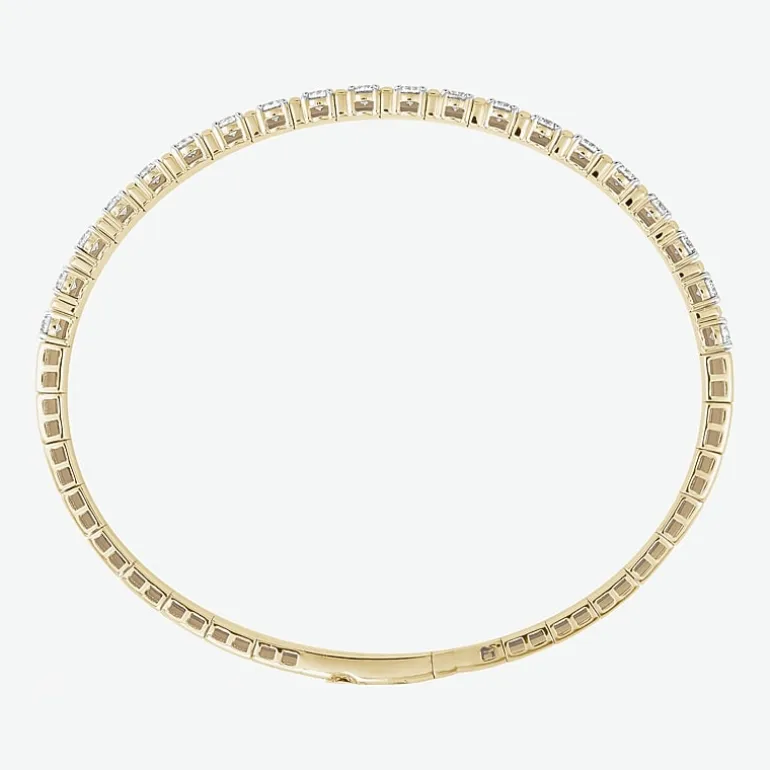 (F / Si2) Womens 2 CT. T.W. Lab Grown White Diamond 14K Gold Over Silver Bangle Bracelet