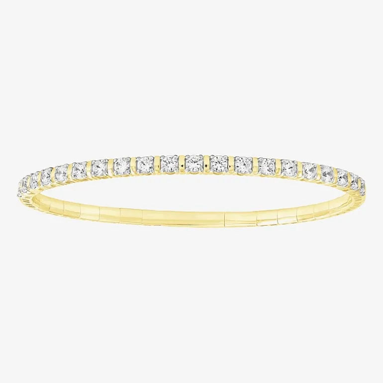 (F / Si2) Womens 2 CT. T.W. Lab Grown White Diamond 14K Gold Over Silver Bangle Bracelet