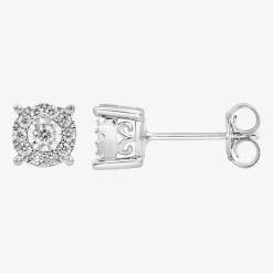 (F, Si2) Womens 1/2 CT. T.W. Lab Grown White Diamond Sterling Silver Round 2-pc. Jewelry Set
