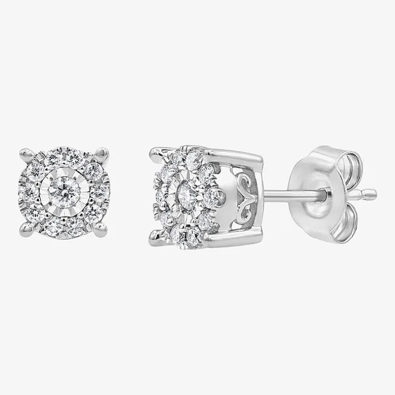 (F, Si2) Womens 1/2 CT. T.W. Lab Grown White Diamond Sterling Silver Round 2-pc. Jewelry Set