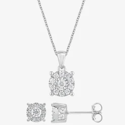 (F, Si2) Womens 1/2 CT. T.W. Lab Grown White Diamond Sterling Silver Round 2-pc. Jewelry Set