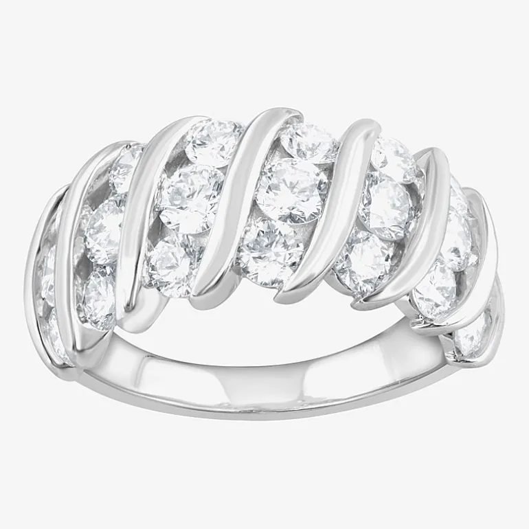 (F, Si2) Womens 3 1/10 Ct. T.W. Lab Grown White Diamond Sterling Silver Band