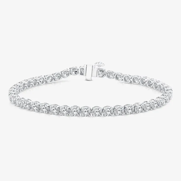 (F / Si2) Womens 7 Ct.T.W. Lab Grown White Diamond 10K Gold 7 Inch Tennis Bracelet