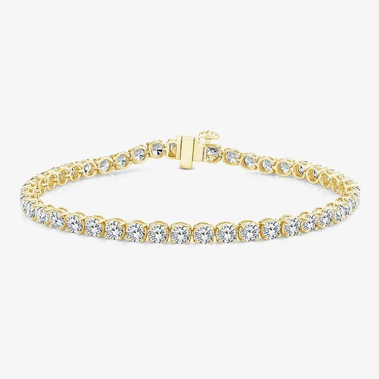 (F / Si2) Womens 7 Ct.T.W. Lab Grown White Diamond 10K Gold 7 Inch Tennis Bracelet