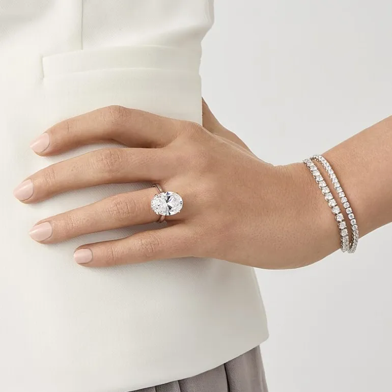(F / Si2) Womens 7 Ct.T.W. Lab Grown White Diamond 10K Gold 7 Inch Tennis Bracelet
