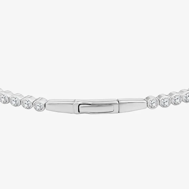 (F, Si2) Womens 3 CT. T.W. Lab Grown White Diamond 10K Gold Bangle Bracelet