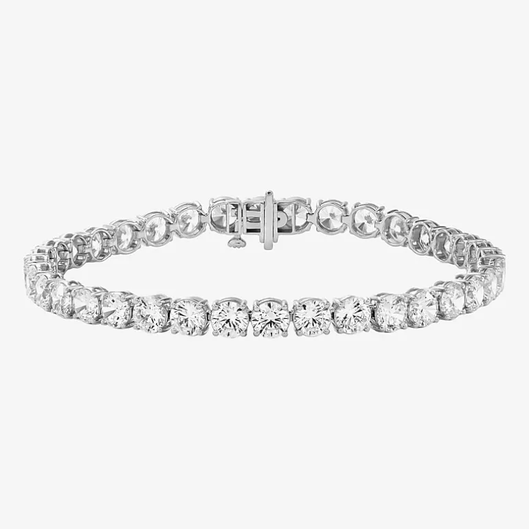 (F / Si2) Womens 15 Ct. T.W. Lab Grown White Diamond 10K Gold 7.25 Inch Tennis Bracelet