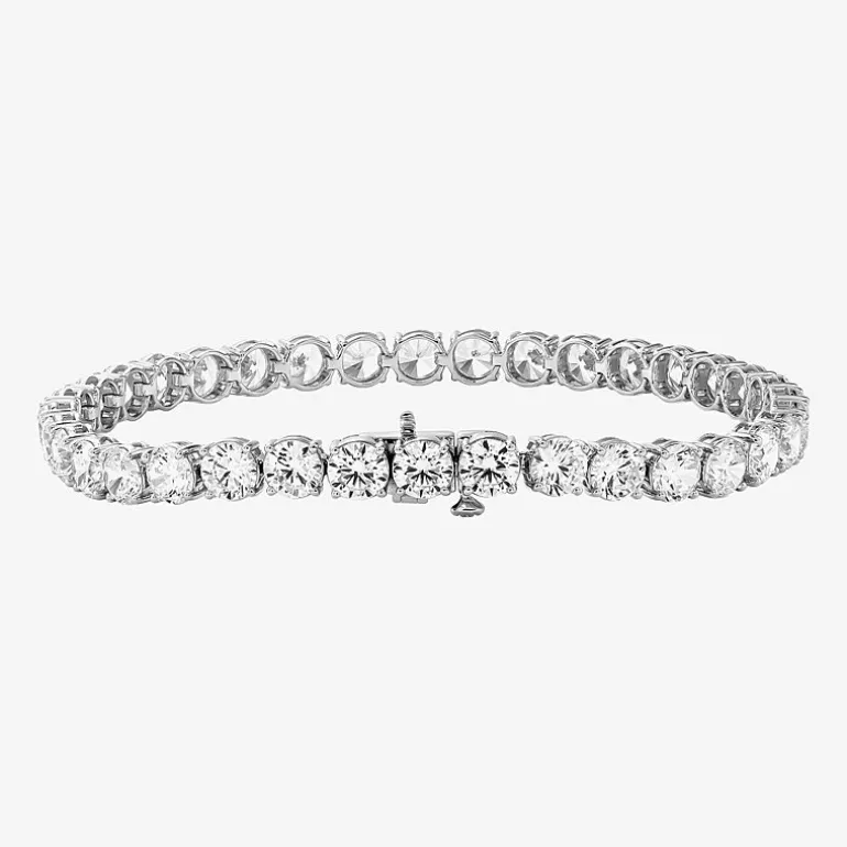 (F / Si2) Womens 15 Ct. T.W. Lab Grown White Diamond 10K Gold 7.25 Inch Tennis Bracelet