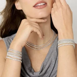 (F / Si2) Womens 10 CT. T.W. Lab-Grown White Diamond 10K Gold 18 Inch Tennis Necklace