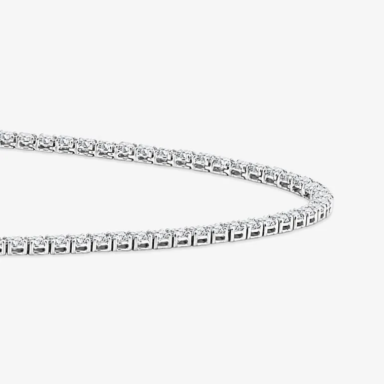 (F / Si2) Womens 10 CT. T.W. Lab-Grown White Diamond 10K Gold 18 Inch Tennis Necklace