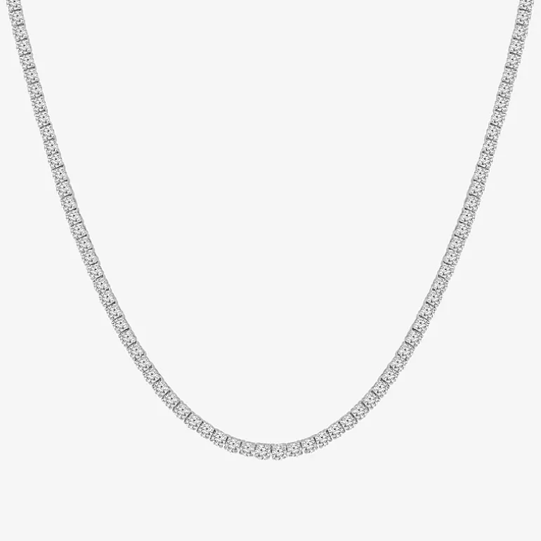 (F / Si2) Womens 10 CT. T.W. Lab-Grown White Diamond 10K Gold 18 Inch Tennis Necklace