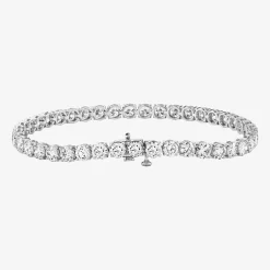 (F / Si2) Womens 10 Ct.T.W. Lab Grown White Diamond 10K Gold Round 7.25 Inch Tennis Bracelet