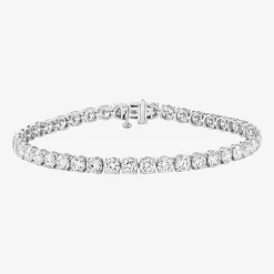 (F / Si2) Womens 10 Ct.T.W. Lab Grown White Diamond 10K Gold Round 7.25 Inch Tennis Bracelet