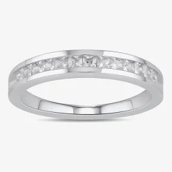 (F / Si2) Womens 1/2 CT. T.W. Lab Grown White Diamond 10K Gold Anniversary Band