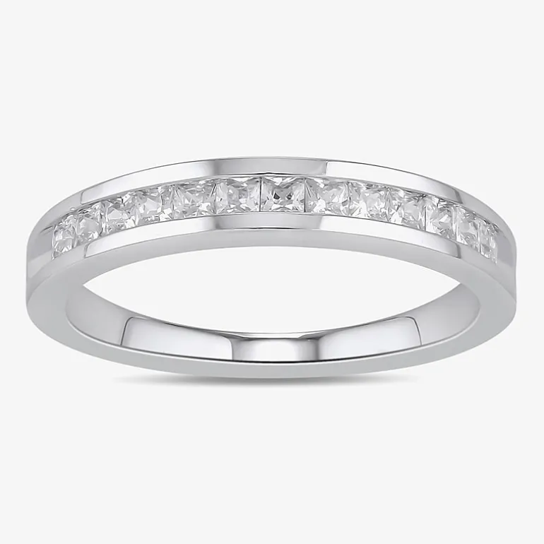 (F / Si2) Womens 1/2 CT. T.W. Lab Grown White Diamond 10K Gold Anniversary Band