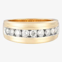 (F / Vs2) Mens 9M 1 CT. T.W. Lab Grown White Diamond 10K Gold Round Wedding Band