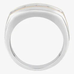 (F, Vs2) Mens 10MM 1 CT. T.W. Lab Grown White Diamond 10K Two Tone Gold Round 5-Stone Wedding Band