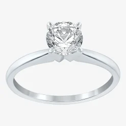 (F / VS2) Womens 1 CT. Lab-Grown White Diamond 14K Gold Round Solitaire Engagement Ring