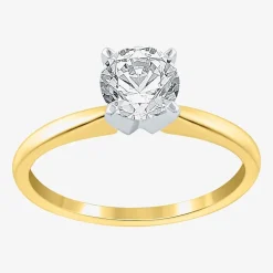 (F / VS2) Womens 1 CT. Lab-Grown White Diamond 14K Gold Round Solitaire Engagement Ring