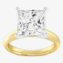 (F / VS1) Womens 5 CT. Lab-Grown White Diamond 14K Gold Princess-cut Solitaire Engagement Ring