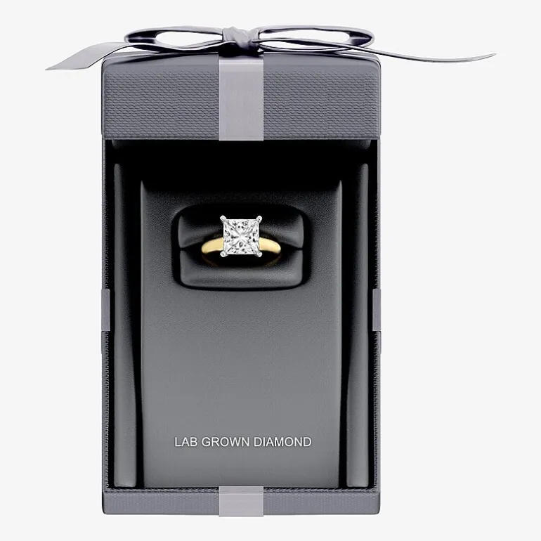 (F / VS1) Womens 5 CT. Lab-Grown White Diamond 14K Gold Princess-cut Solitaire Engagement Ring