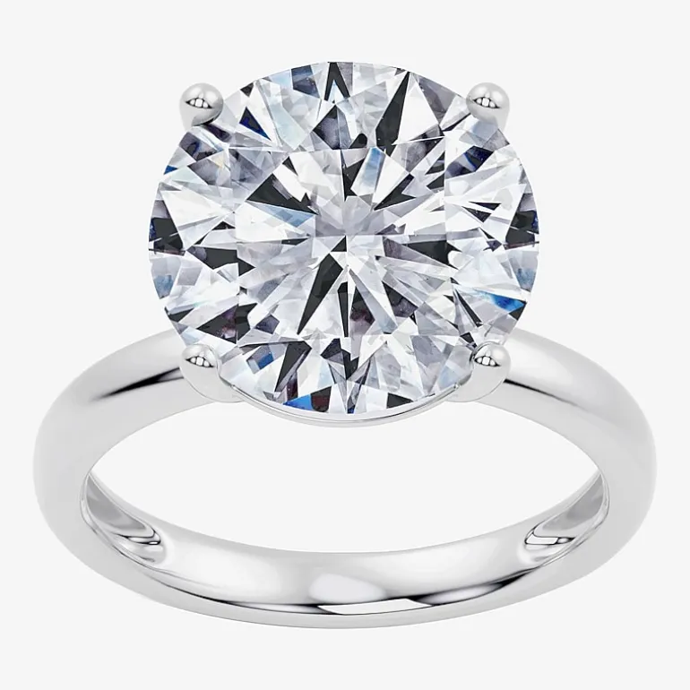 (F / Vs2) Womens 10 Ct. Lab Grown White Diamond 14K Gold Round Solitaire Engagement Ring