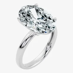 (F/Vs2) Womens 10 Ct. Lab Grown White Diamond 14K Gold Oval Solitaire Engagement Ring