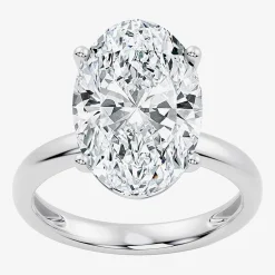 (F/Vs2) Womens 10 Ct. Lab Grown White Diamond 14K Gold Oval Solitaire Engagement Ring