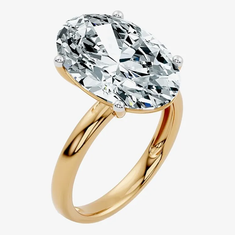 (F/Vs2) Womens 10 Ct. Lab Grown White Diamond 14K Gold Oval Solitaire Engagement Ring