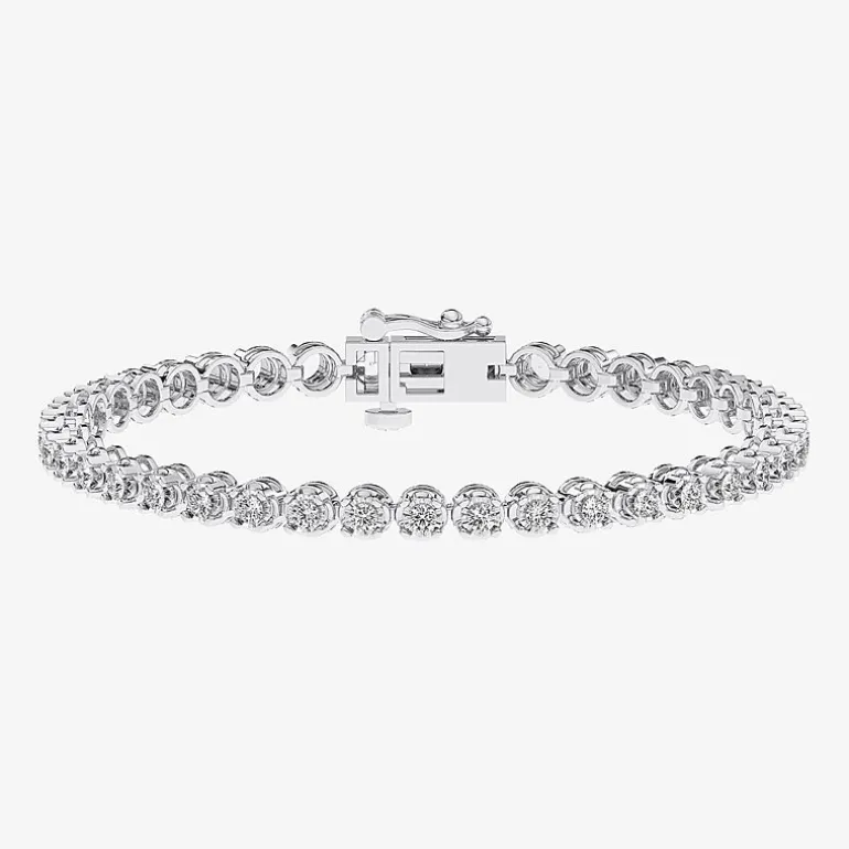 (F / Vs2) Womens 2 CT. T.W. Lab Grown White Diamond 14K Gold Over Silver 6 1/2 Inch Tennis Bracelet