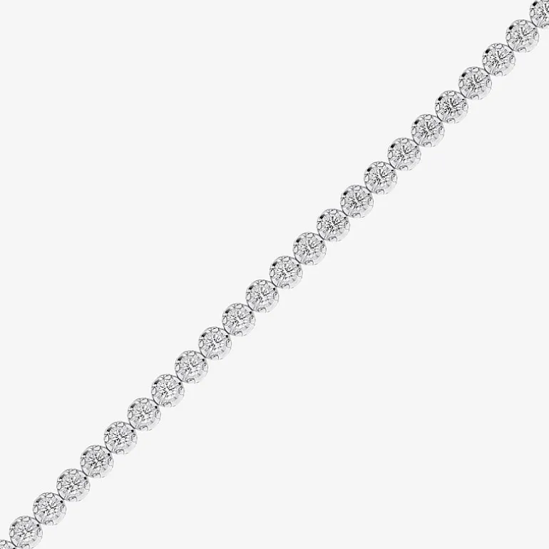 (F / Vs2) Womens 2 CT. T.W. Lab Grown White Diamond 14K Gold Over Silver 6 1/2 Inch Tennis Bracelet