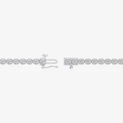 (F / Vs2) Womens 2 CT. T.W. Lab Grown White Diamond 14K Gold Over Silver 6 1/2 Inch Tennis Bracelet