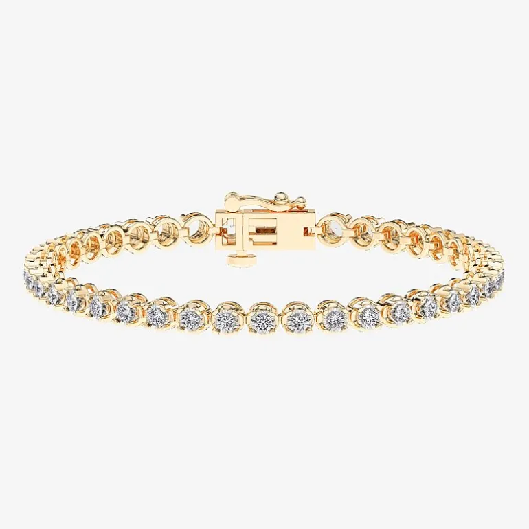 (F / Vs2) Womens 2 CT. T.W. Lab Grown White Diamond 14K Gold Over Silver 6 1/2 Inch Tennis Bracelet