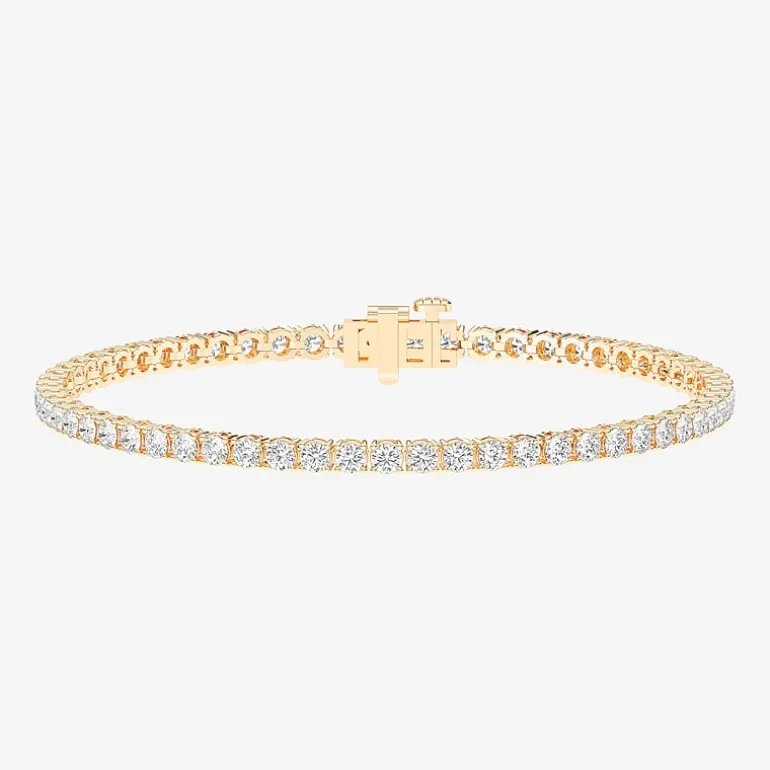 (F / Vs2) Womens 5 CT. T.W. Lab Grown White Diamond 14K Gold Over Silver 7.25 Inch Tennis Bracelet
