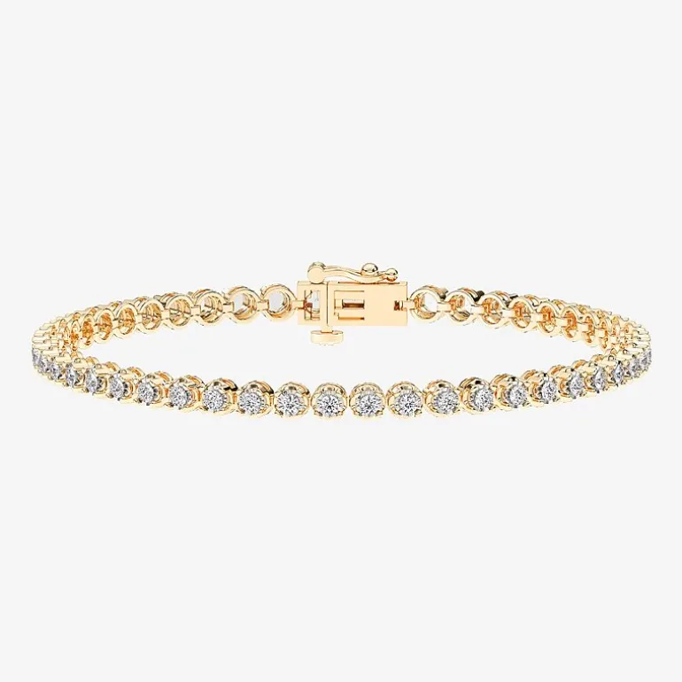 (F / Vs2) Womens 2 CT. T.W. Lab Grown White Diamond 14K Gold Over Silver 7.25 Inch Tennis Bracelet
