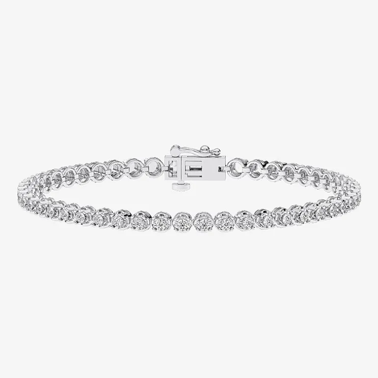 (F / Vs2) Womens 2 CT. T.W. Lab Grown White Diamond 14K Gold Over Silver 7.25 Inch Tennis Bracelet