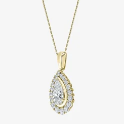 (F / Vs2) Womens 3 CT. T.W. Lab Grown White Diamond 10K Gold Pear 18 Inch Pendant Necklace