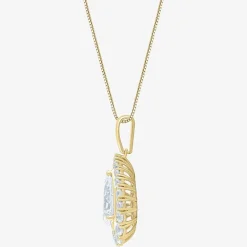 (F / Vs2) Womens 3 CT. T.W. Lab Grown White Diamond 10K Gold Pear 18 Inch Pendant Necklace