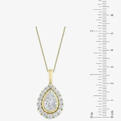 (F / Vs2) Womens 3 CT. T.W. Lab Grown White Diamond 10K Gold Pear 18 Inch Pendant Necklace