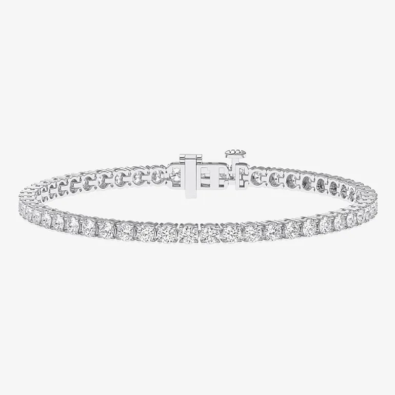 (F / Vs2) Womens 5 CT. T.W. Lab Grown White Diamond 14K Gold Over Silver 6 1/2 Inch Tennis Bracelet