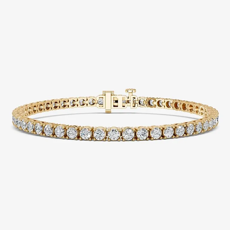 (F / Vs2) Womens 5 CT. T.W. Lab Grown White Diamond 14K Gold Over Silver 6 1/2 Inch Tennis Bracelet