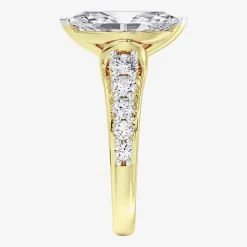 (F / Vs2) Womens 2 CT. T.W. Lab Grown White Diamond 10K Gold Marquise Side Stone Engagement Ring