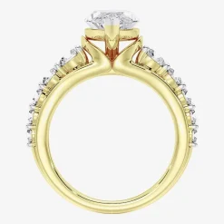 (F / Vs2) Womens 2 CT. T.W. Lab Grown White Diamond 10K Gold Marquise Side Stone Engagement Ring