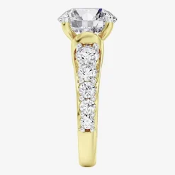 (F / Vs2) Womens 4 CT. T.W. Lab Grown White Diamond 14K Gold Round Side Stone Engagement Ring