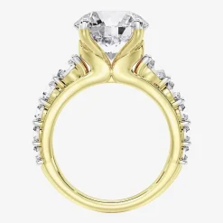 (F / Vs2) Womens 4 CT. T.W. Lab Grown White Diamond 14K Gold Round Side Stone Engagement Ring